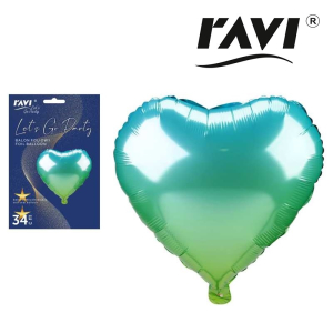 Let's Go Party Balon foliowy HEART blue/green RAVI